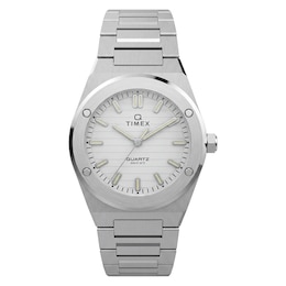 Timex Q Marbella Women's 34mm Silver Tone Dial Stainless Steel Bracelet Watch