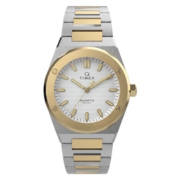 Timex Q Marbella Women's 34mm Silver Tone Dial Two Tone Stainless Steel Bracelet Watch