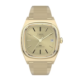 Timex Automatic 1983 E Line Men's Champagne Dial Gold Tone Stainless Steel Expansion Band Watch