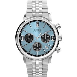 Timex Marlin Quartz Chronograph Men's 40mm Blue Dial Stainless Steel Bracelet Watch