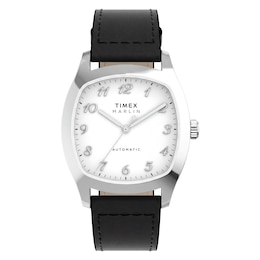 Timex Marlin Chatham Automatic Men's 36mm White Dial Black Leather Strap Watch