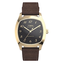 Timex Marlin Chatham Automatic Men's 36mm Black Dial Brown Leather Strap Watch