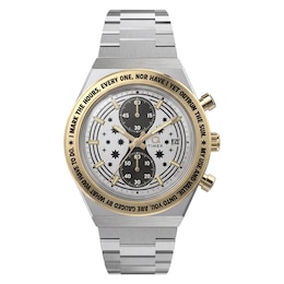 Timex Q Chronograph x Harry Potter Time Turner 40mm Silver Tone Dial Stainless Steel Bracelet Watch