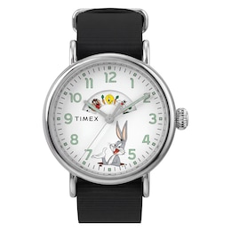 Timex Waterbury Standard x Looney Tunes Bugs Bunny & Friends White Dial Black Fabric Strap Watch