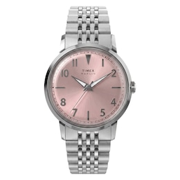 Timex Marlin 34mm Pink Dial Stainless Steel Bracelet Watch