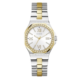 Guess Empress White Dial & Two-Tone Stainless Steel Bracelet Watch