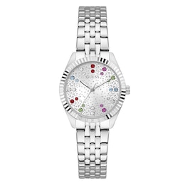Guess Adlide Silver-Tone Dial & Silver-Tone Stainless Steel Bracelet Watch