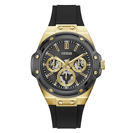 Guess Carver Black Dial & Black Silicone Strap Watch