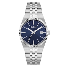 Guess Vincent Blue Dial & Silver-Tone Stainless Steel Bracelet Watch