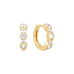 Ania Haie Wanderer Gold-Plated Sterling Silver Cubic Zirconia Huggie Hoop Earrings