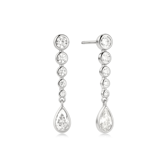 Ania Haie Wanderer Silver Graduated Bezel Round and Teardrop | Acotis - Sterling Silver / Rhodium Plated