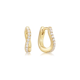 Ania Haie Fairy Dust Gold-Plated Sterling Silver Cubic Zirconia Huggie Hoop Earrings