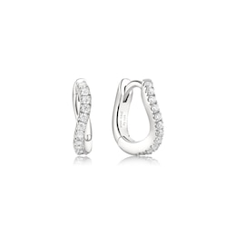 Ania Haie Fairy Dust Rhodium-Plated Sterling Silver Cubic Zirconia Huggie Hoop Earrings