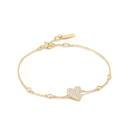 Ania Haie Wanderer Gold-Plated Sterling Silver Cubic Zirconia Heart Bracelet