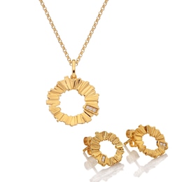 Hot Diamonds x Golden Edit 18ct Gold Plated Pendant & Earring Set