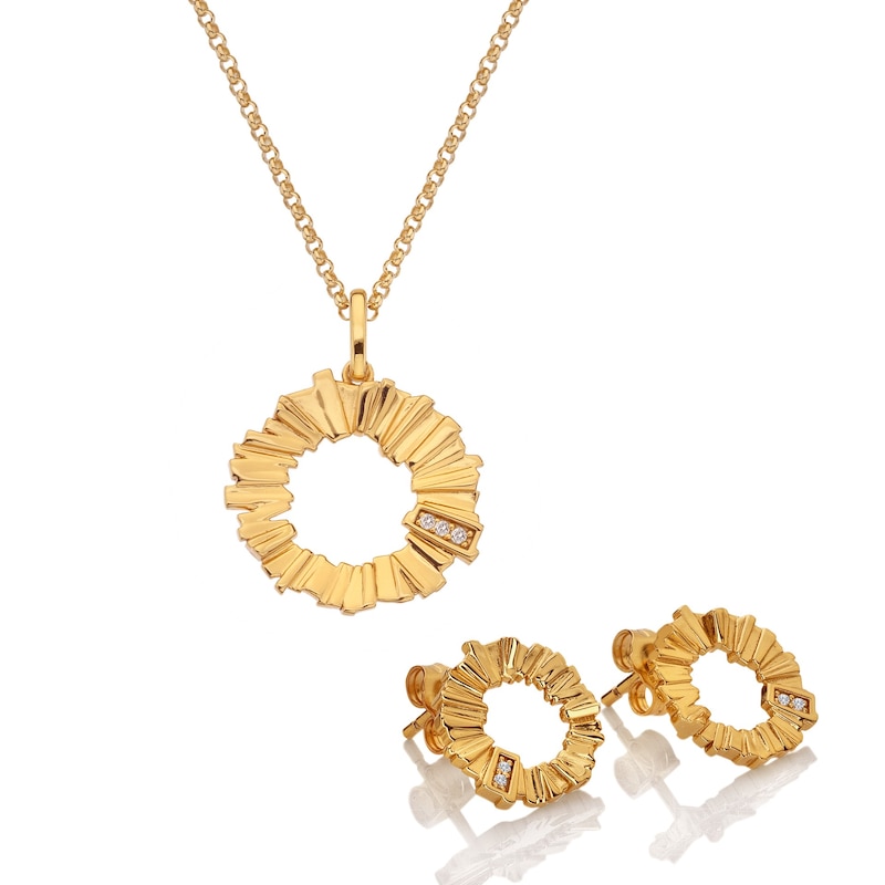Main Image 1 of Hot Diamonds x Golden Edit 18ct Gold Plated Pendant & Earring Set