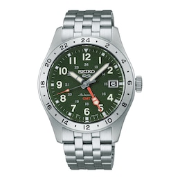 Seiko 5 Sports Field GMT ‘Khaki Drill’ Men's Automatic Green Dial Stainless Steel Bracelet Watch