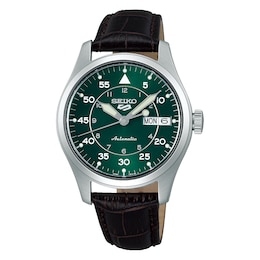 Seiko 5 Sports ‘Kelly Green Flieger’ Men's Automatic Green Dial Brown Leather Strap Watch