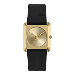 adidas Originals Retro Pop Four Gold Tone Dial Black Silicone Strap Watch