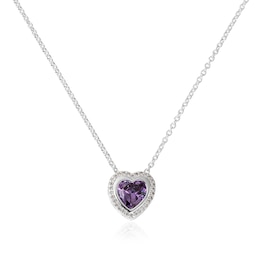 Radley Sterling Silver Plated Purple Stone Set Heart Necklace