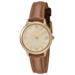 Radley Women's Gold Tone Round Cognac Leather Strap Watch