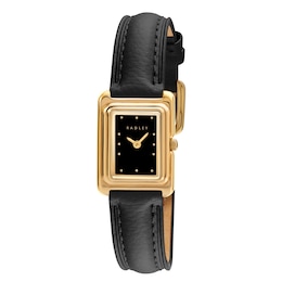 Radley Women's Gold Tone Square Black Leather Strap Watch