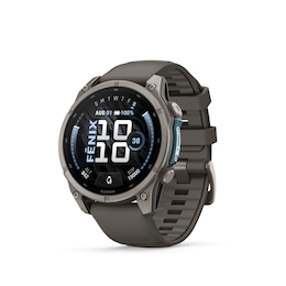 Garmin fenix 9 47mm Titanium Black Dial Pebble Grey Silicone Strap Watch
