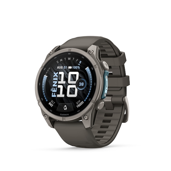 Garmin fenix 9 47mm Titanium Black Dial Pebble Grey Silicone Strap Watch