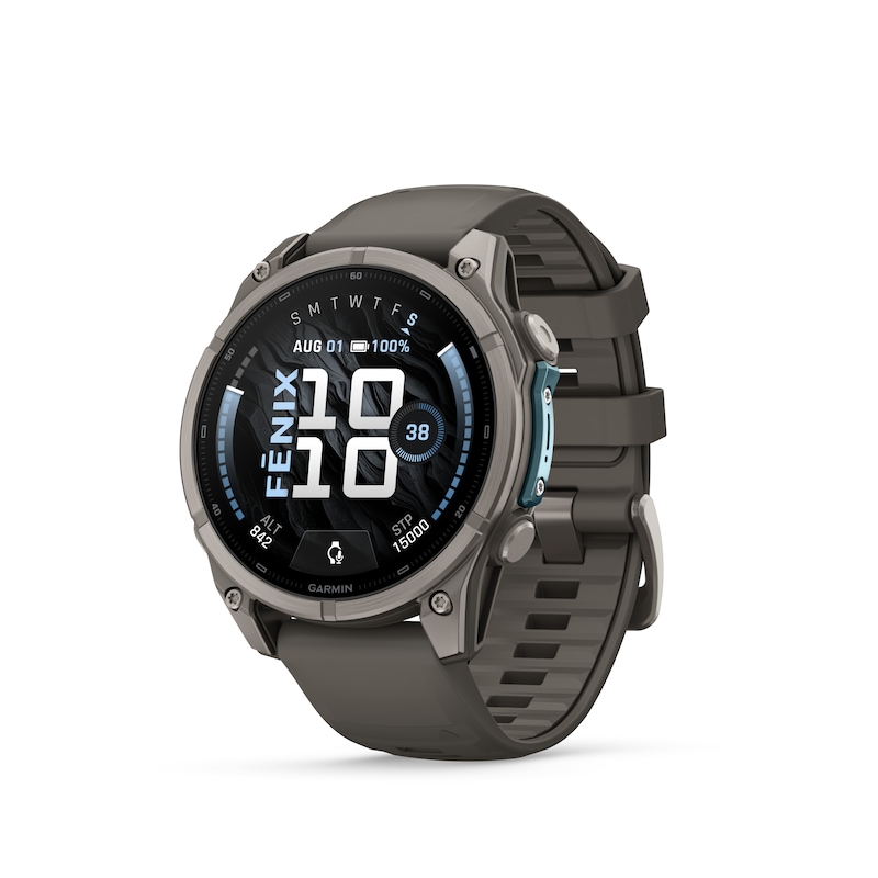 Main Image 1 of Garmin fenix 9 47mm Titanium Black Dial Pebble Grey Silicone Strap Watch