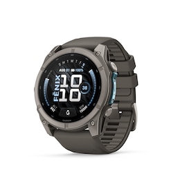 Garmin fenix 9 51mm Titanium Black Dial Pebble Grey Silicone Strap Watch