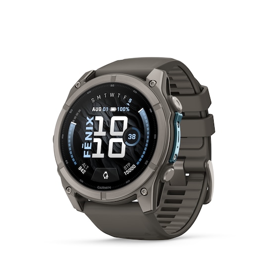 Garmin fenix 9 51mm Titanium Black Dial Pebble Grey Silicone Strap Watch