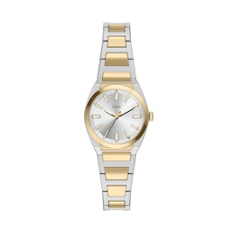 Fossil Everett Women's 27mm Three-Hand Silver Tone Dial & Two-Tone Bracelet Watch