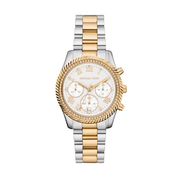 Michael Kors Lexington Women's White Dial Chronograph Two Tone Bracelet Watch