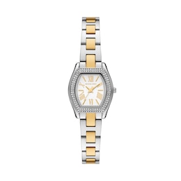Michael Kors Petite Chelsea Pavé Women's White Dial Two Tone Stainless Steel Bracelet Watch