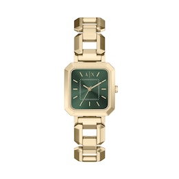 Armani Exchange Women's Green Dial Gold Tone Stainless Steel Bracelet Watch