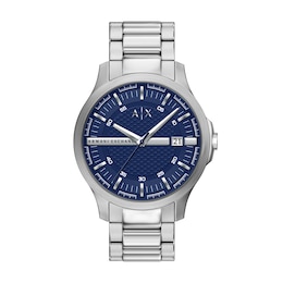 Armani Exchange Men's Three-Hand Date Blue Dial Stainless Steel Bracelet Watch