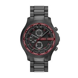 Armani Exchange Men's Chronograph Black Dial Gunmetal Tone Stainless Steel Bracelet Watch