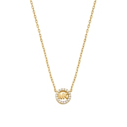 Michael Kors Women's Mini Pavé Logo Gold Tone Pendant Necklace