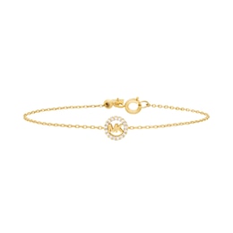 Michael Kors Women's Mini Pavé Logo Gold Tone Bracelet
