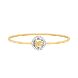 Michael Kors Women's Pavé Logo Gold Tone Wire Bangle