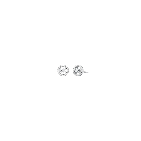 Michael Kors Women's Mini Pavé Logo Silver Tone Stud Earrings