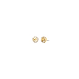 Michael Kors Women's Mini Pavé Logo Gold Tone Stud Earrings