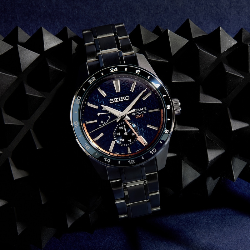 Seiko Presage Sharp Edged GMT Men's Stainless Steel Watch