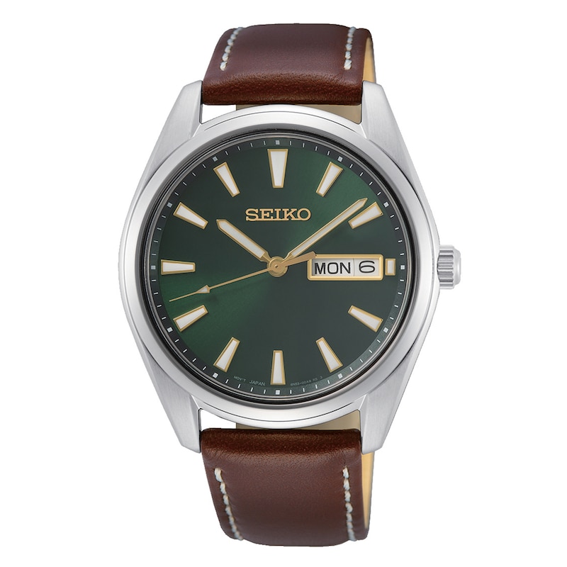 Seiko Classic Dress Mens Brown Leather Strap Watch | H.Samuel