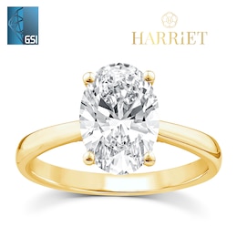 Harriet 14ct Yellow Gold Oval 100 Facet Solitaire 2.30ct Lab Grown Diamond Ring