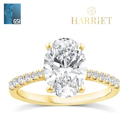 Harriet 14ct Yellow Gold Oval 100 Facet Solitaire Plus 2.50ct Lab Grown Diamond Ring