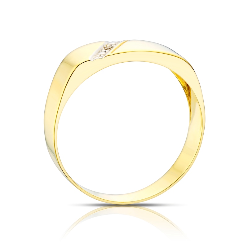 Main Image 3 of 9ct Yellow Gold & Diamond Polished Signet Ring
