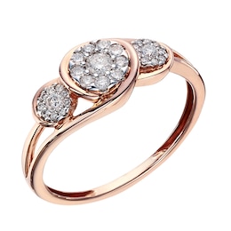 9ct Rose Gold 1/4 Carat Diamond Round Cluster Ring