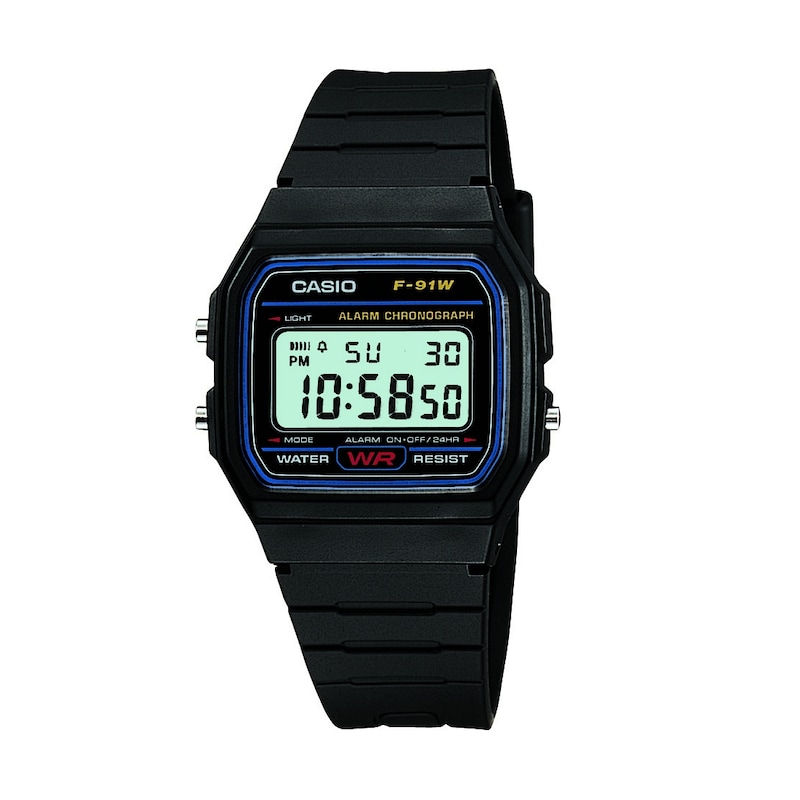 Main Image 1 of Casio F-91W-1XY Men's Black Resin Strap Digital Watch