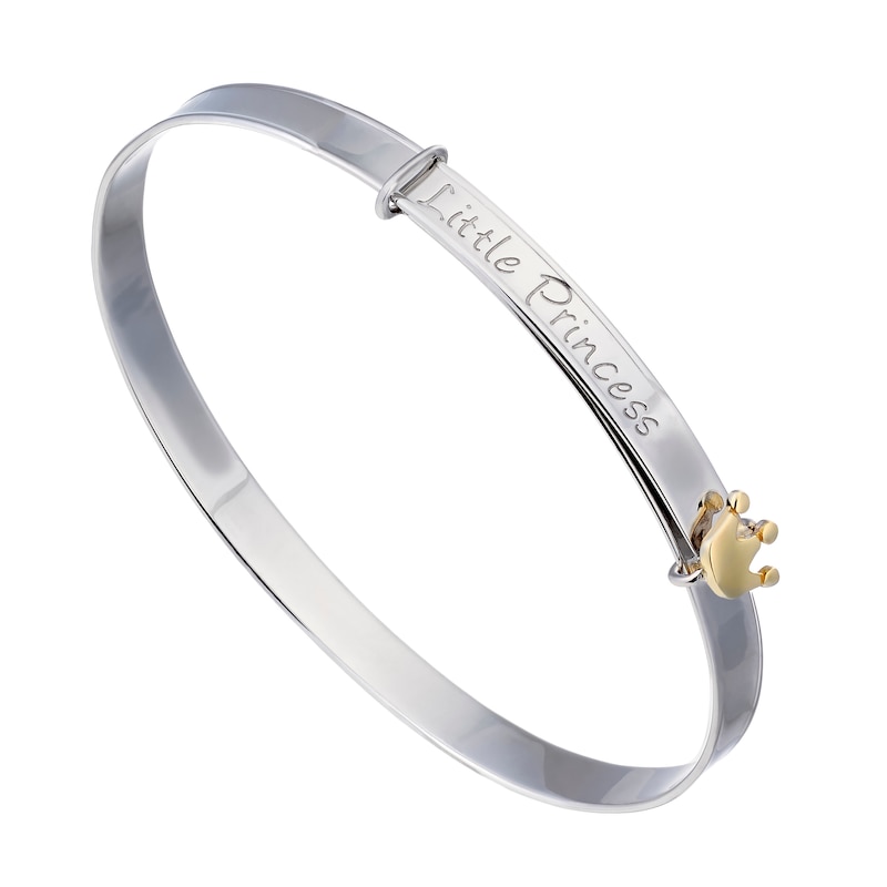 Main Image 1 of Children's Sterling Silver & 9ct Yellow Gold Little Princess Bangle